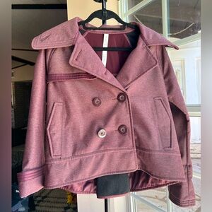 Lululemon crop trench coat heathered burgundy